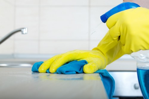 Professional cleaners working in a mixed-use Marylebone property