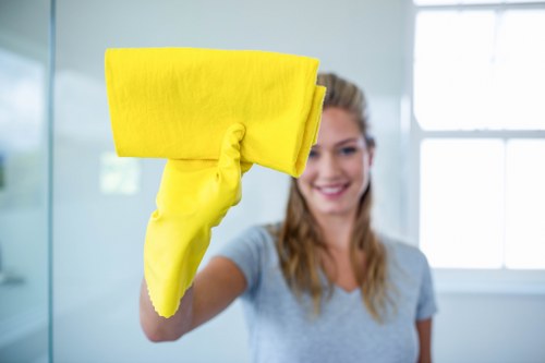 Local carpet cleaner treating a hallway carpet in a Marylebone property